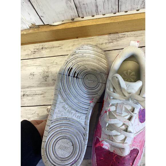 Nike Air Force 1 custom sneakers pink/purple paint splatters drip effects 5Y - Picture 4 of 6